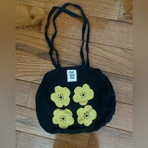 Pot and Tea Japanese Embroidered Flower Mini Canvas Bag Cottagecore Mori Girl